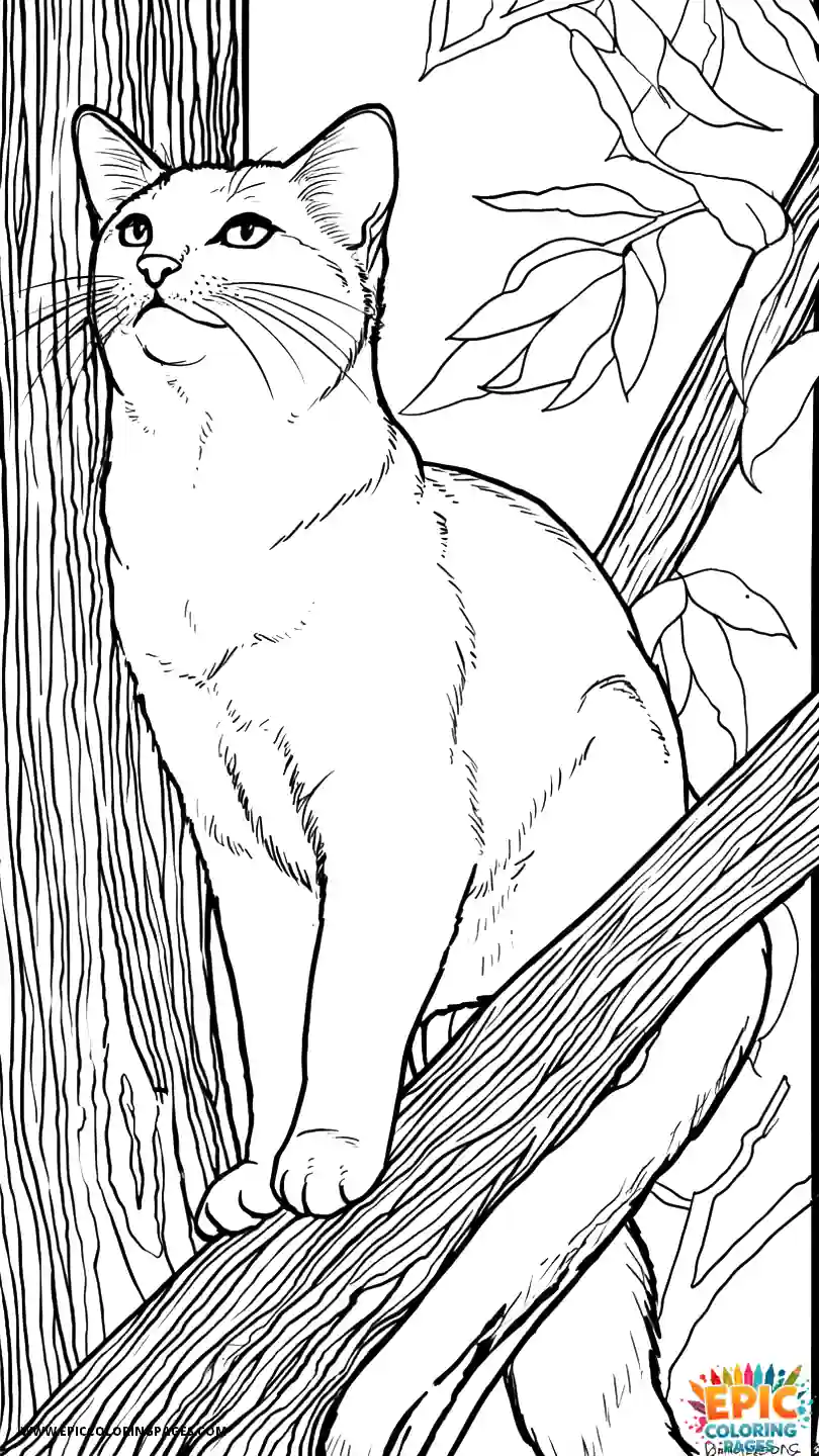 Abyssinian Cat Abyssinian cat cartoon climbing branch