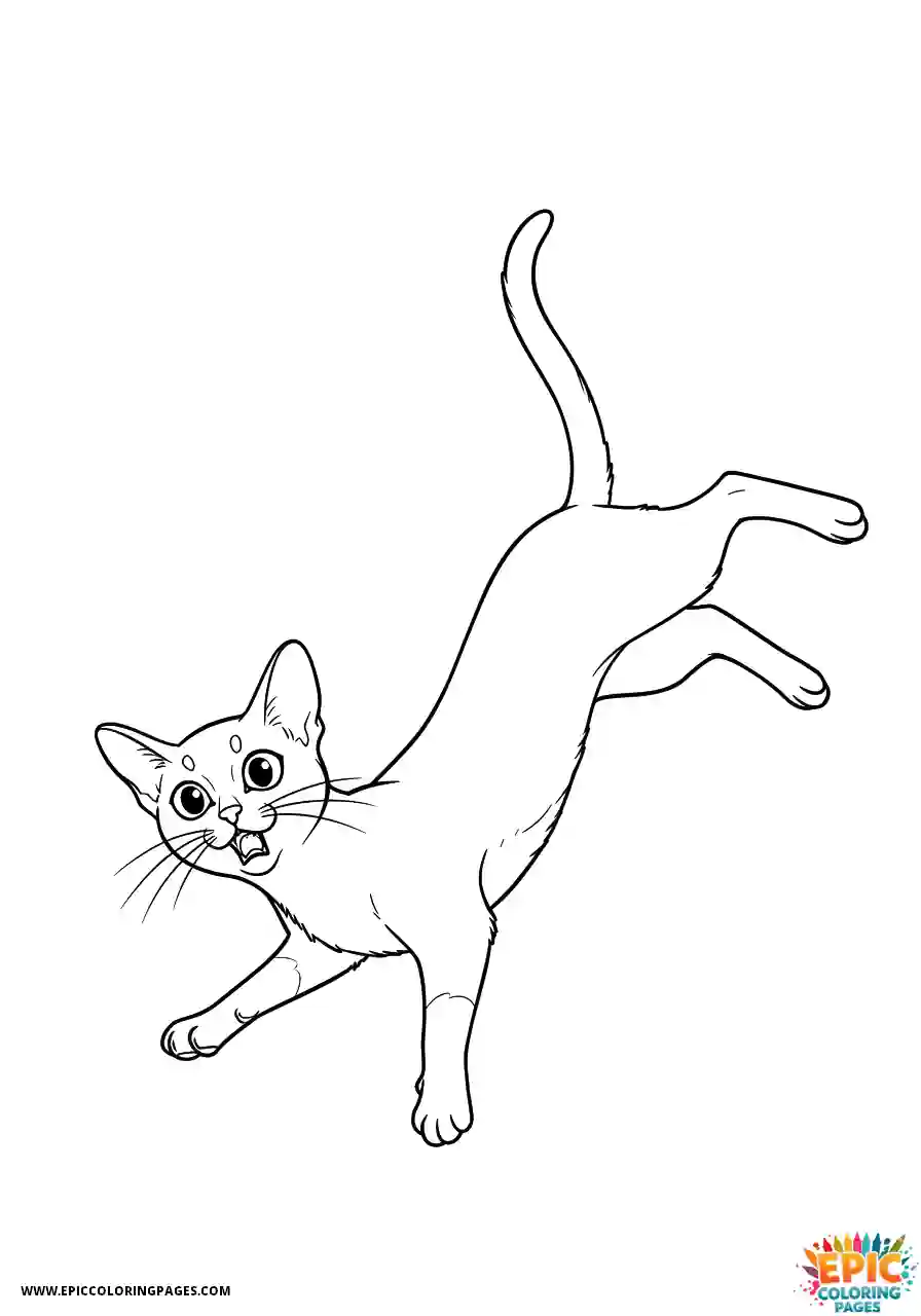 Abyssinian Cat Abyssinian cat cartoon in comical panic