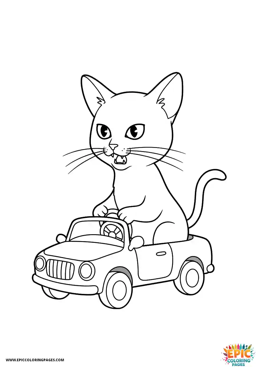 Abyssinian Cat Abyssinian cat cartoon driving toy car