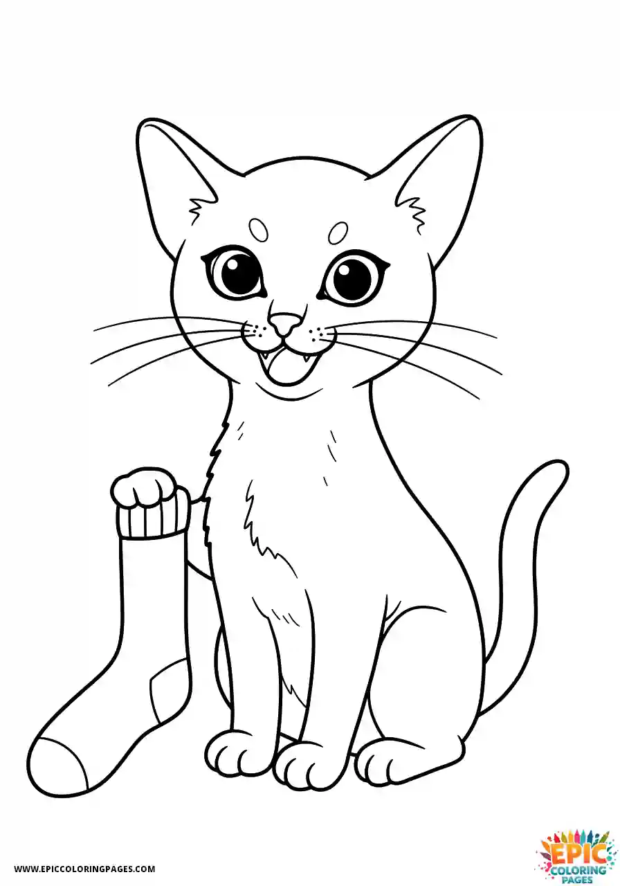 Abyssinian Cat Abyssinian cat cartoon holding stolen sock