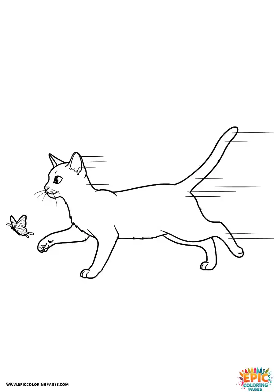 Abyssinian Cat Abyssinian cat cartoon hunting butterfly in motion