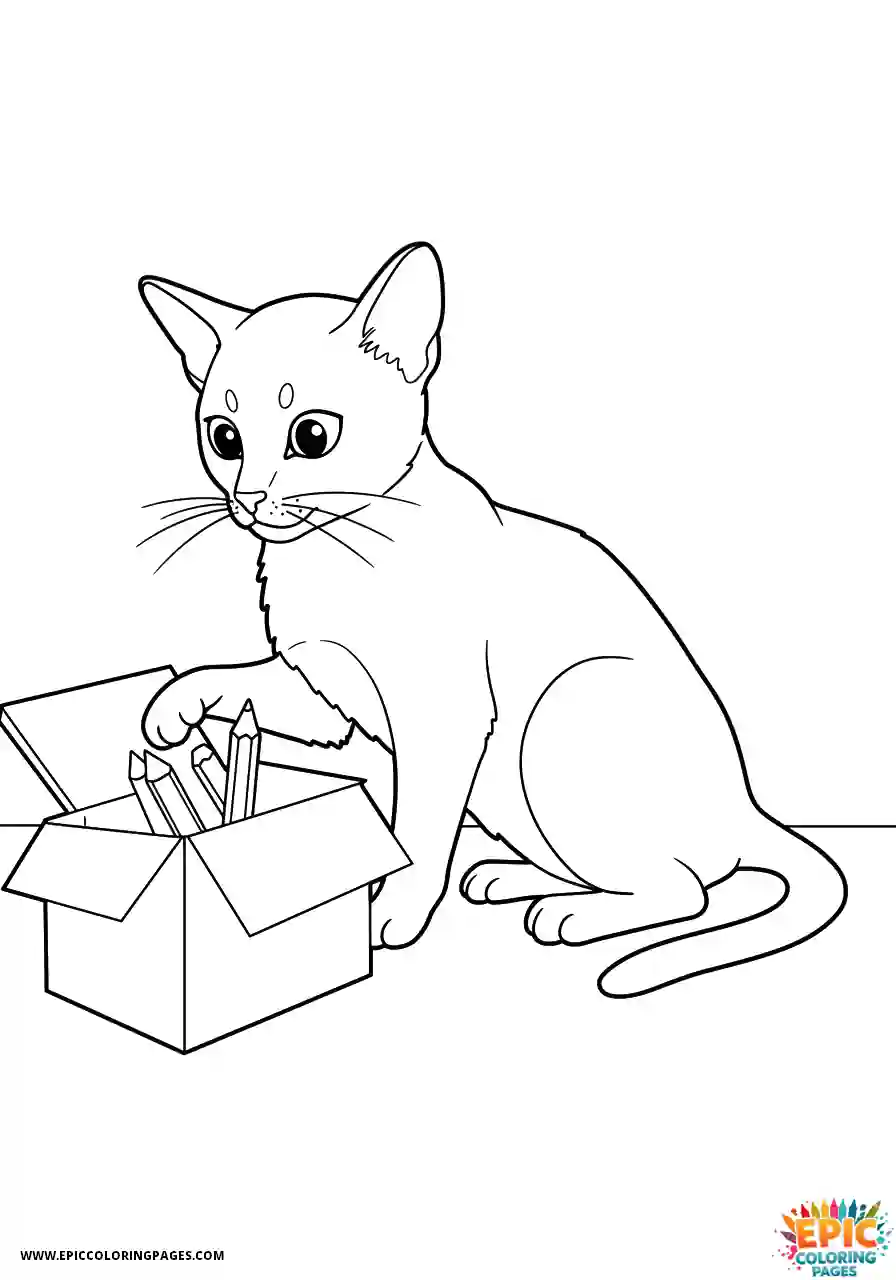 Abyssinian Cat Abyssinian cat cartoon investigating box