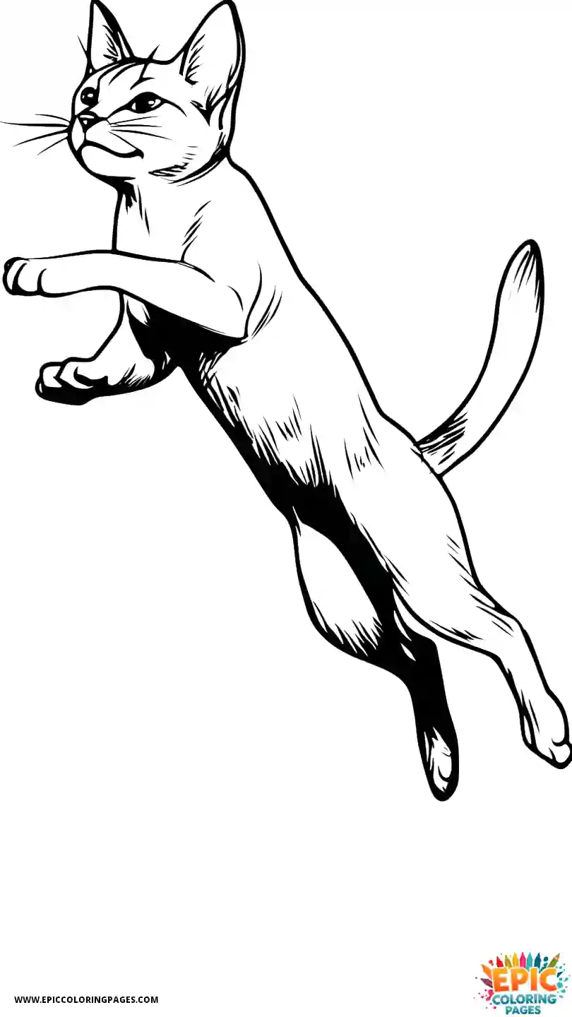 Abyssinian Cat Abyssinian cat cartoon in leaping action