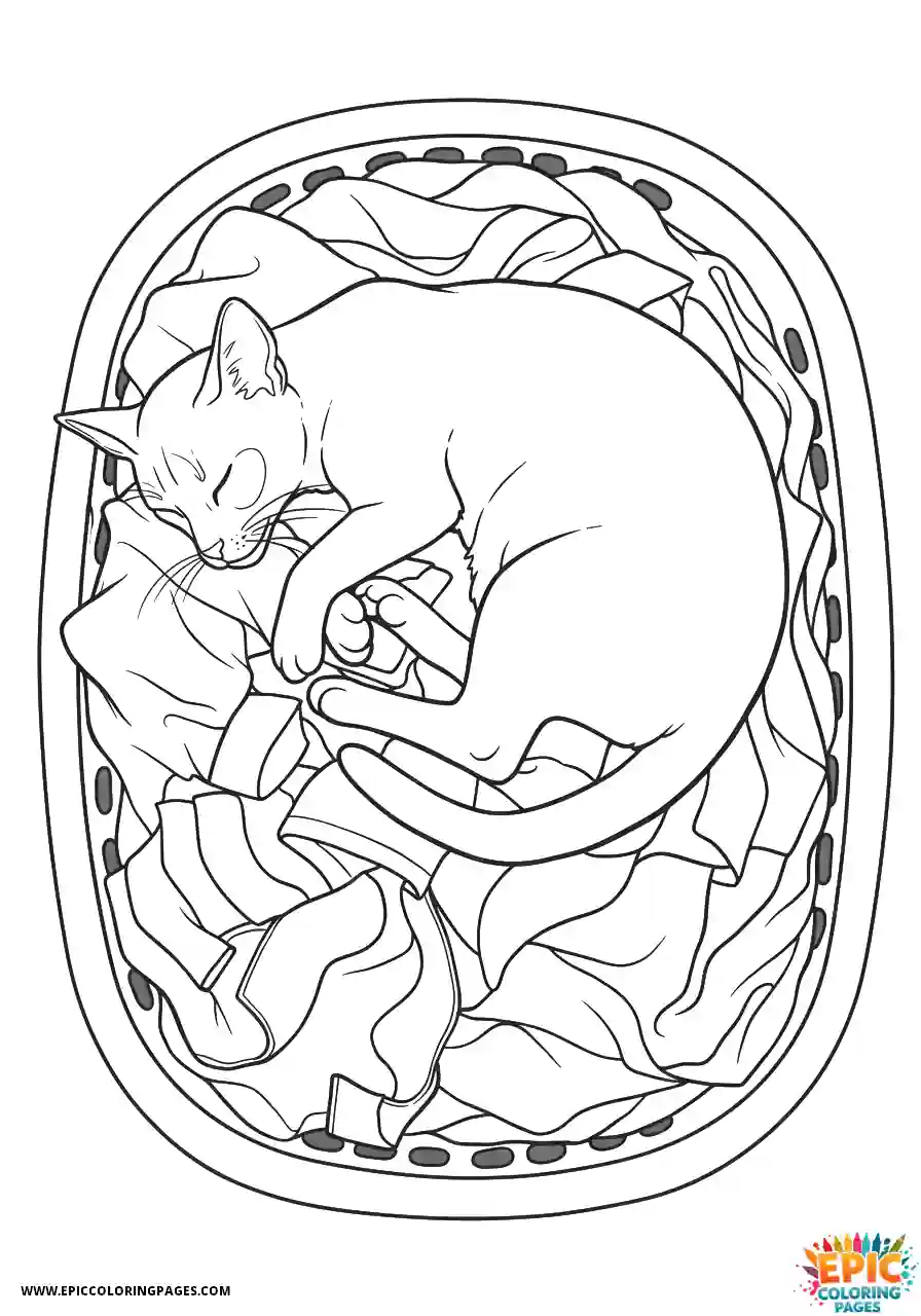 Abyssinian Cat Abyssinian cat cartoon napping in cozy clothes