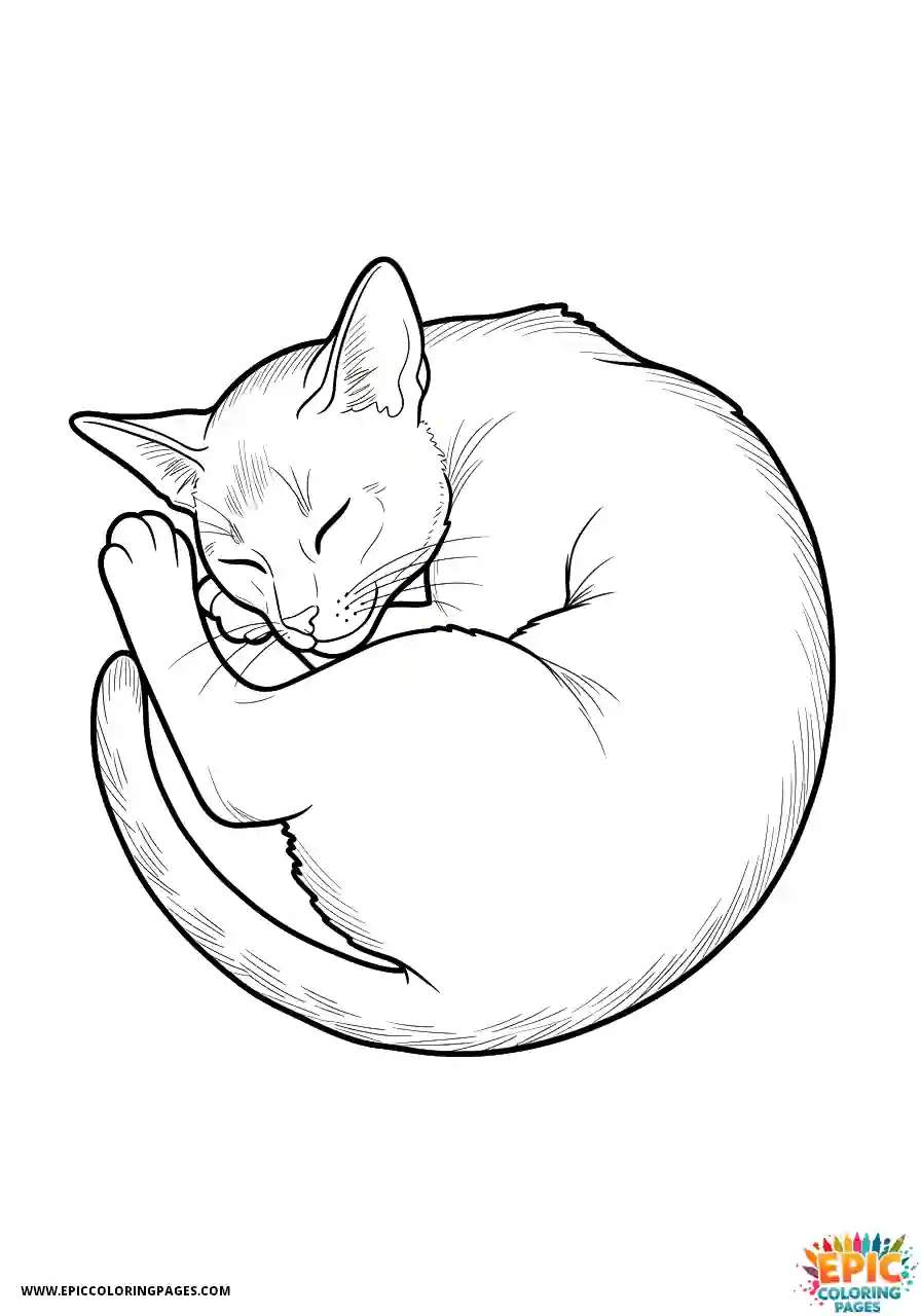 Abyssinian Cat Abyssinian cat cartoon napping curled up