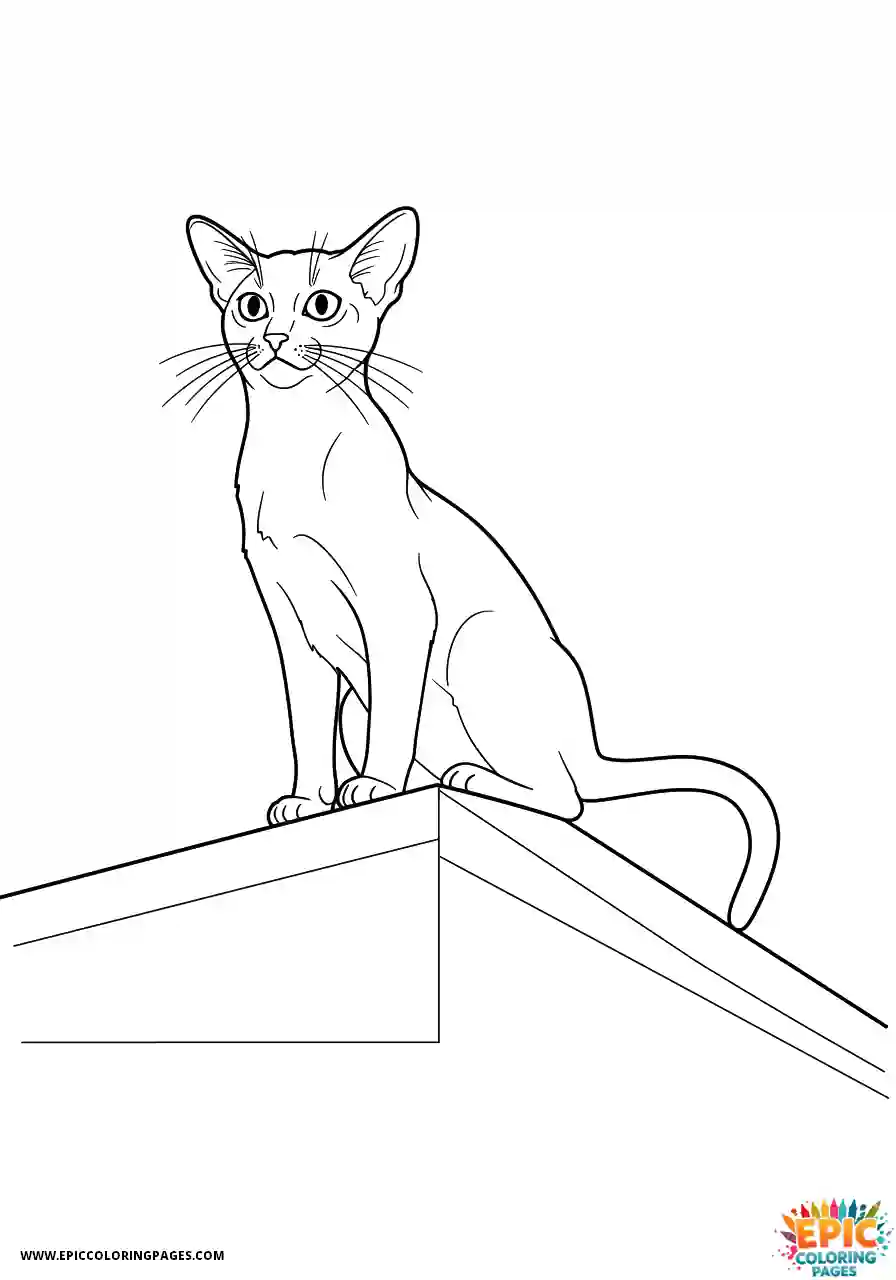 Abyssinian Cat Abyssinian cat cartoon in powerful stance up high