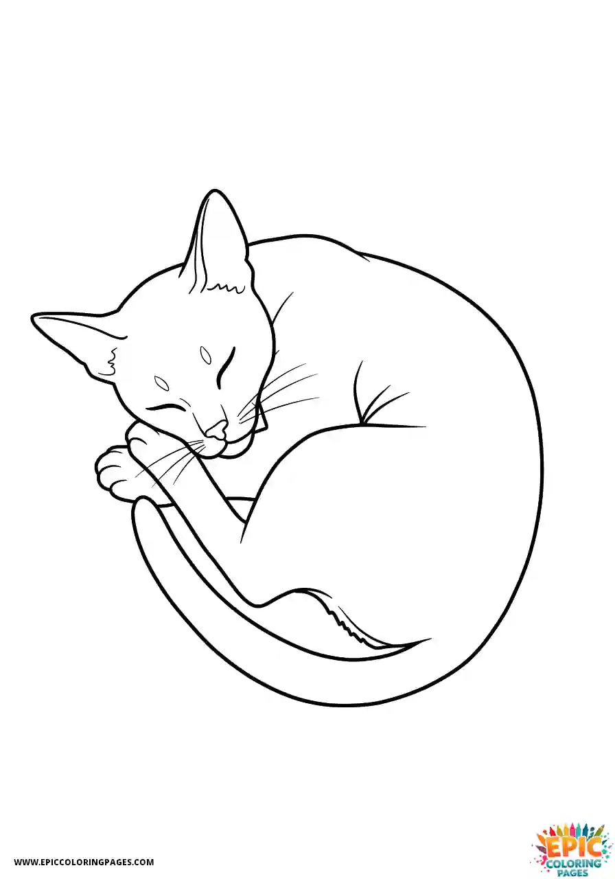 Abyssinian Cat Abyssinian cat cartoon sleeping seen from birds eye view