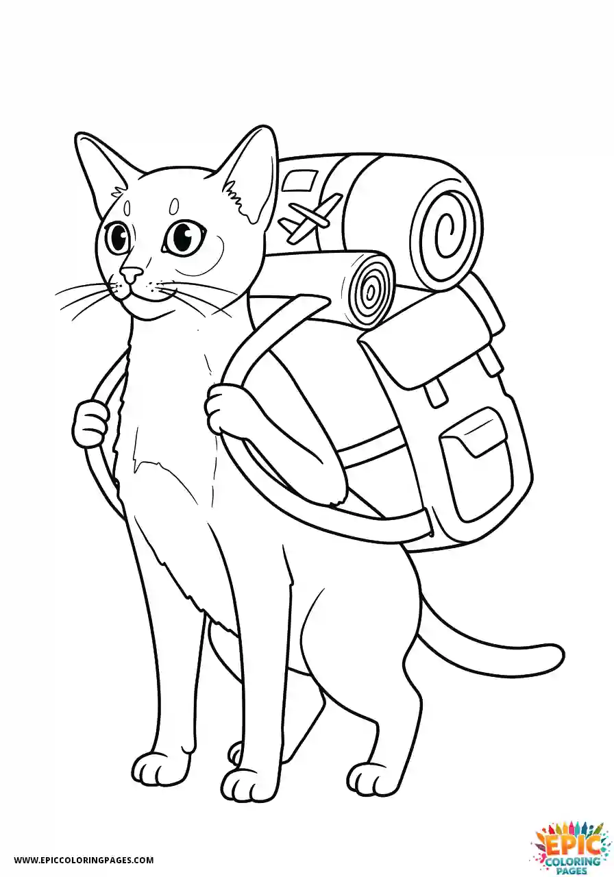 Abyssinian Cat Abyssinian cat cartoon wearing hiking gear