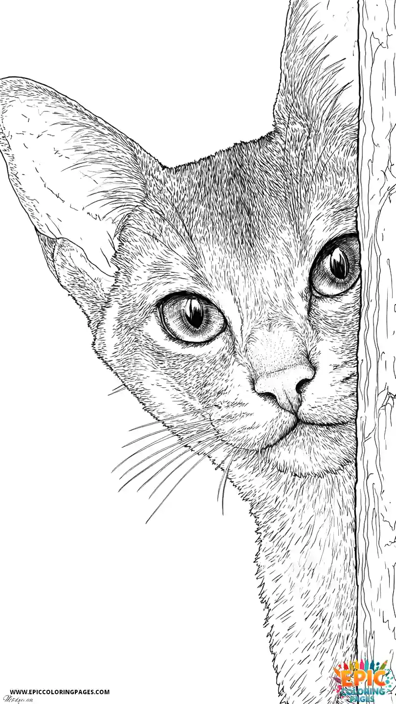 Abyssinian Cat Abyssinian cat easy cute peeking around corner