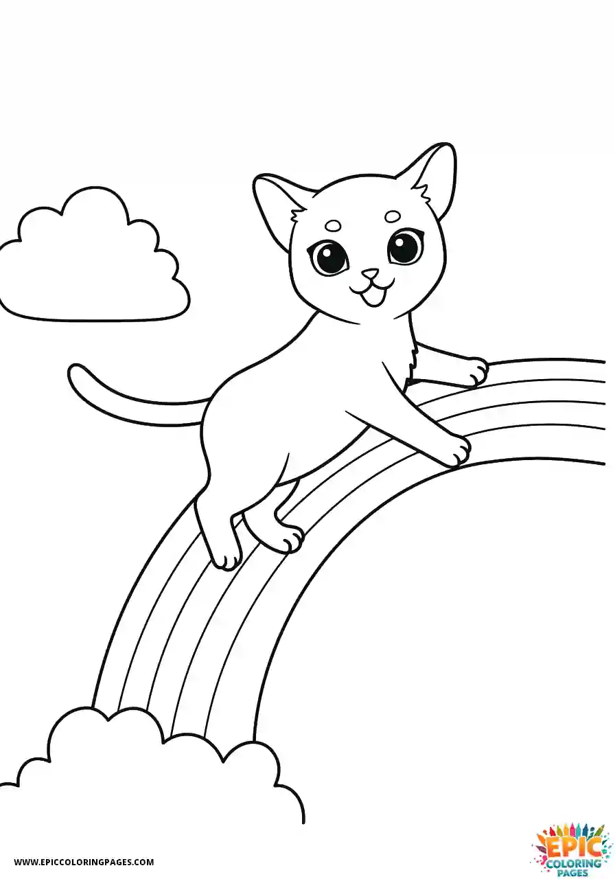 Abyssinian Cat Abyssinian cat kawaii having rainbow fun