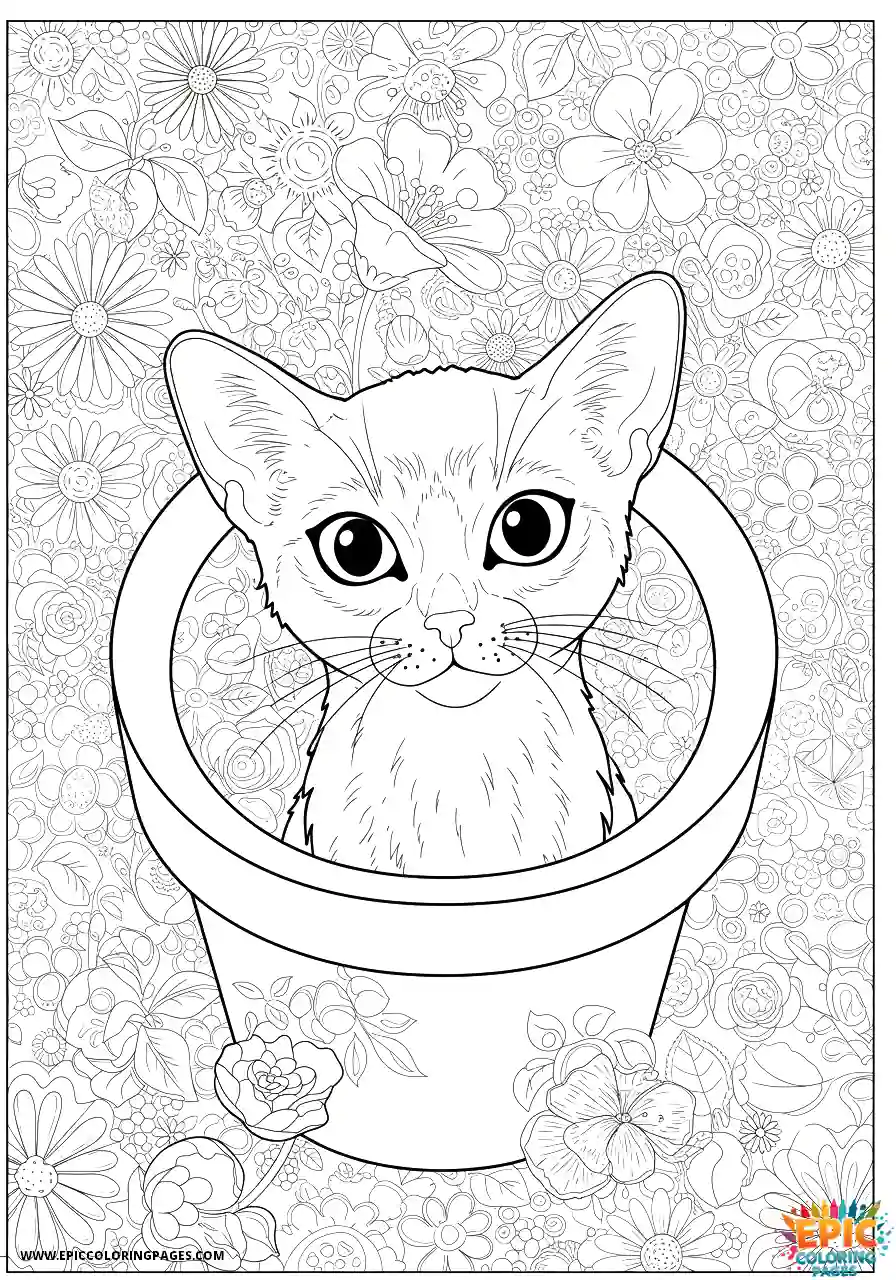 Abyssinian Cat Abyssinian cat kawaii mischievous peeking from plant