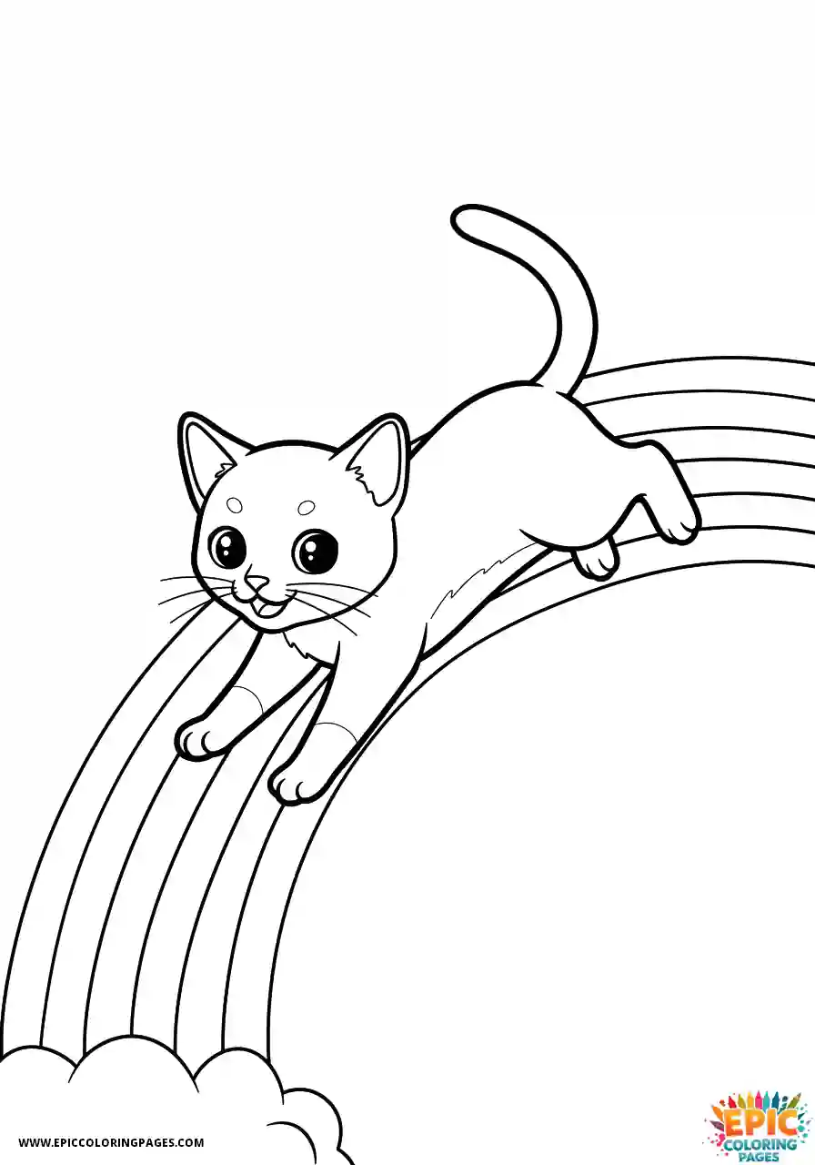 Abyssinian Cat Abyssinian cat kawaii sliding down rainbow