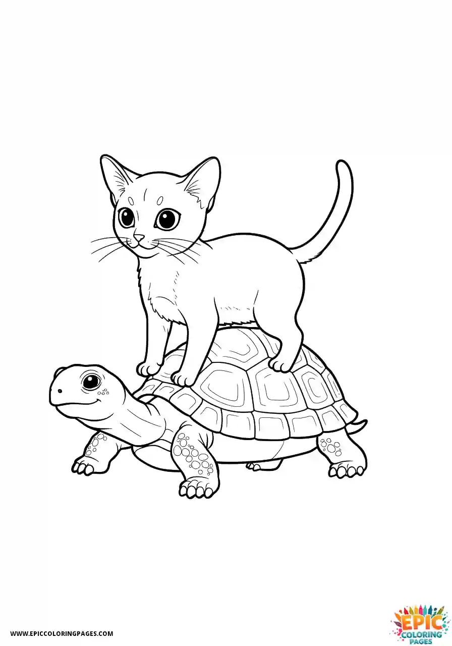 Abyssinian Cat Abyssinian cat kawaii with slow tortoise friend