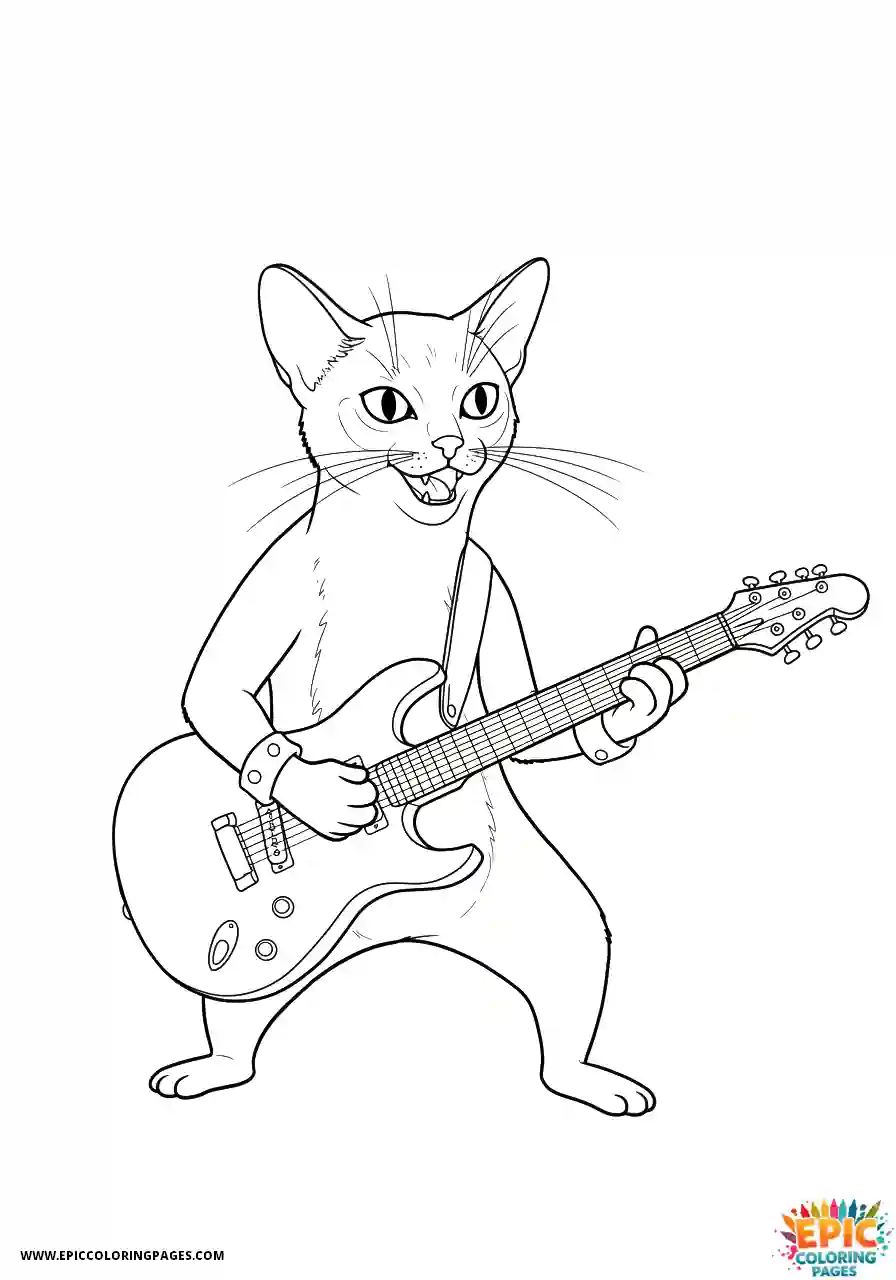 Abyssinian Cat Abyssinian cat manga playing rock star guitar
