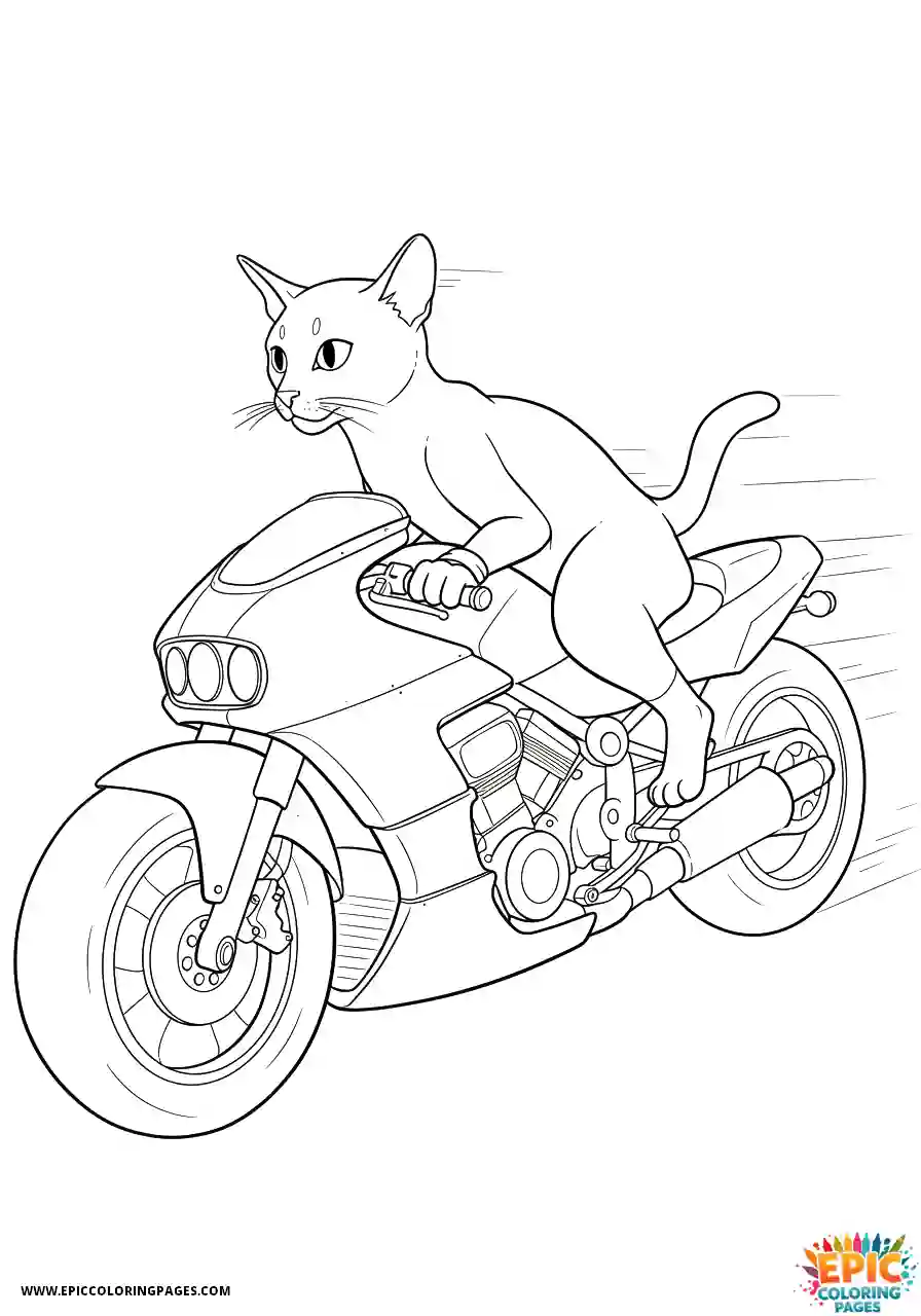 Abyssinian Cat Abyssinian cat manga on speeding motorcycle