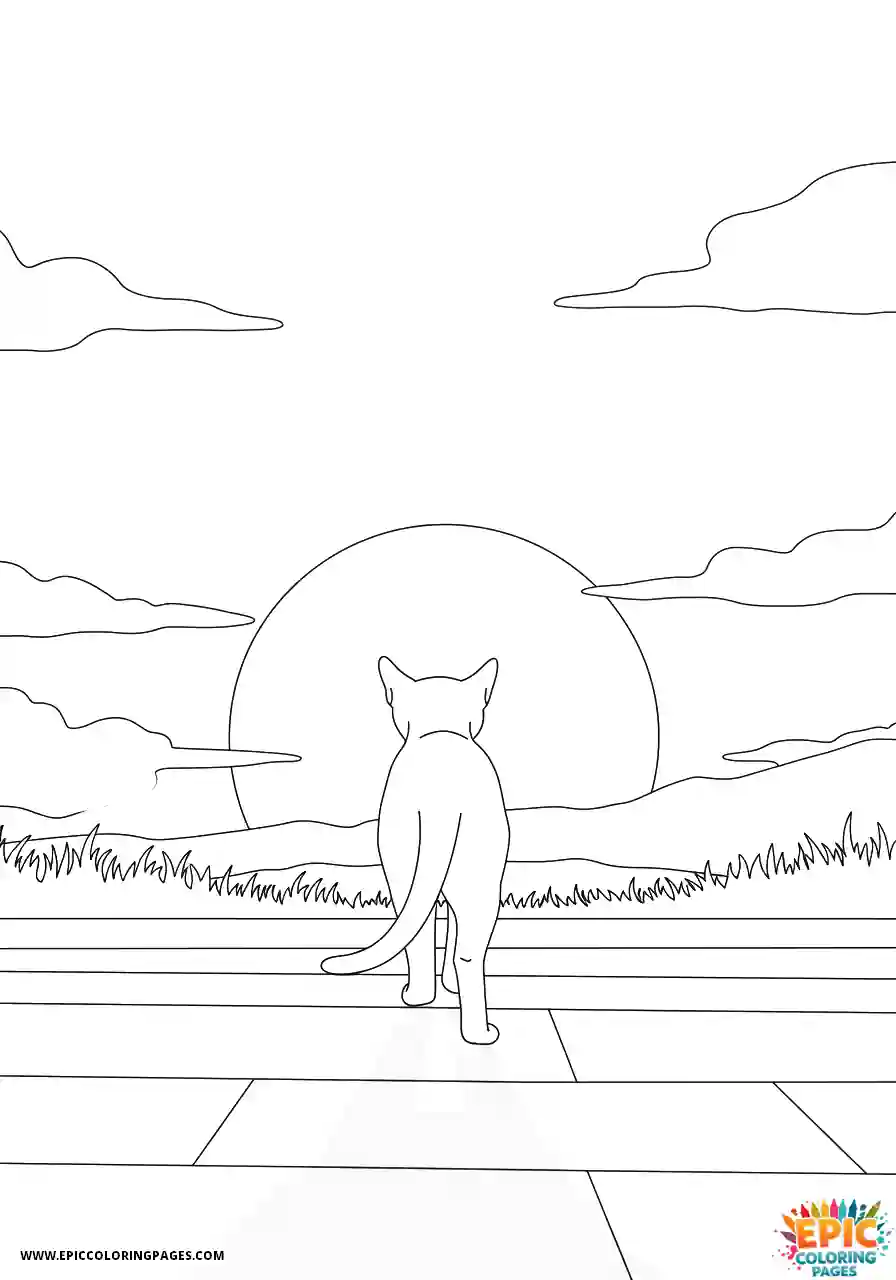Abyssinian Cat Abyssinian cat manga walking into sunset