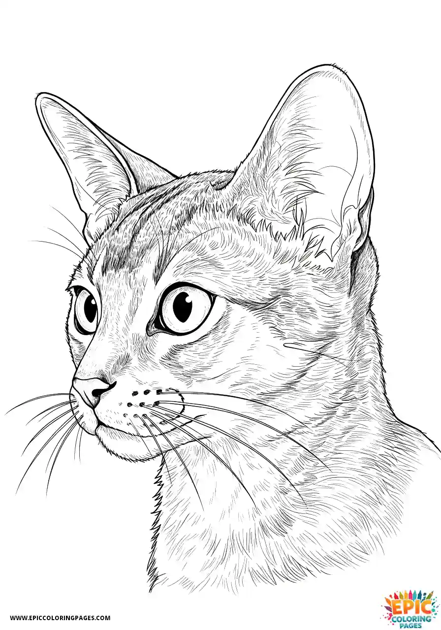 Abyssinian Cat Abyssinian cat realistic expressive ears portrait