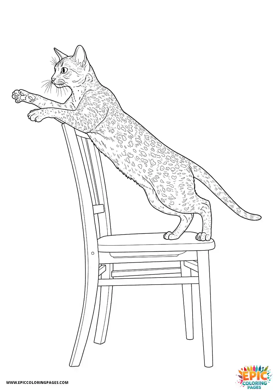 Abyssinian Cat Abyssinian cat realistic in motion jumping down from chair