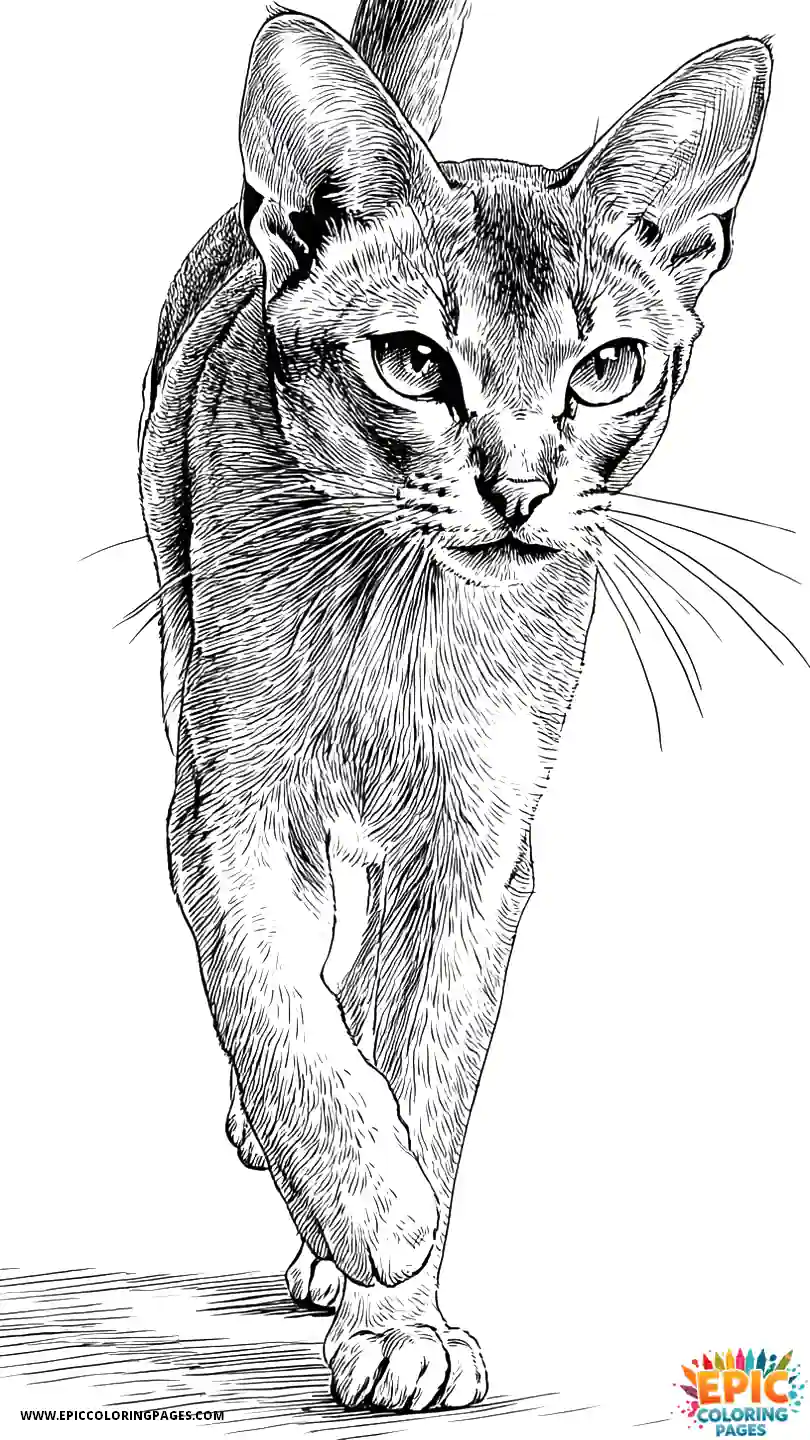 Abyssinian Cat Abyssinian cat realistic with paw lifted