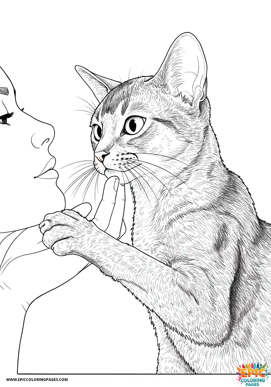 Abyssinian Cat Abyssinian cat realistic with paw touching face