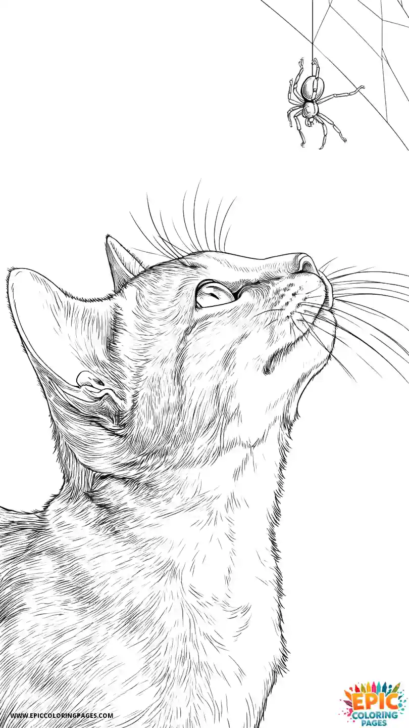 Abyssinian Cat Abyssinian cat realistic playing with spider