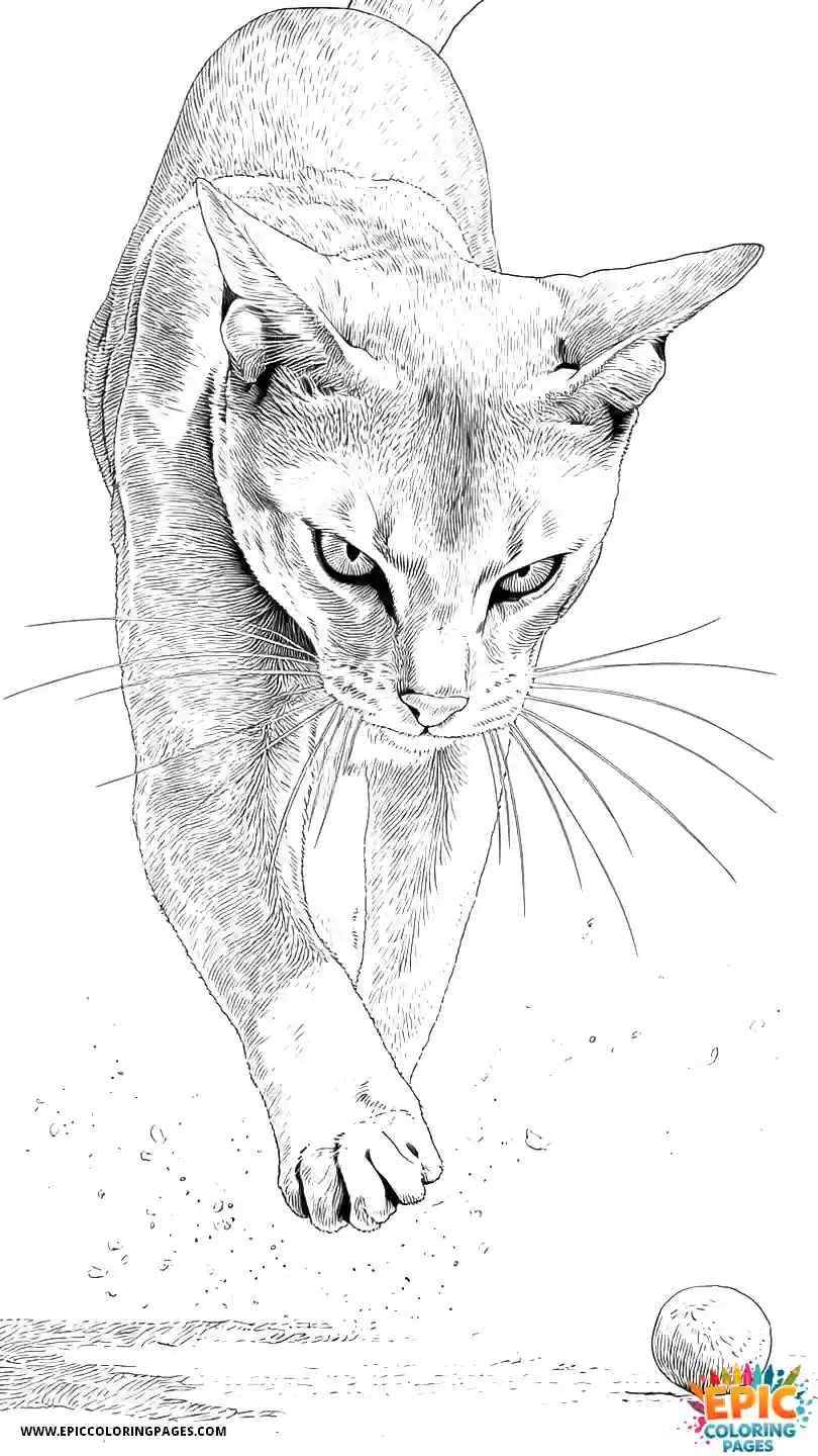 Abyssinian Cat Abyssinian cat realistic in pouncing action
