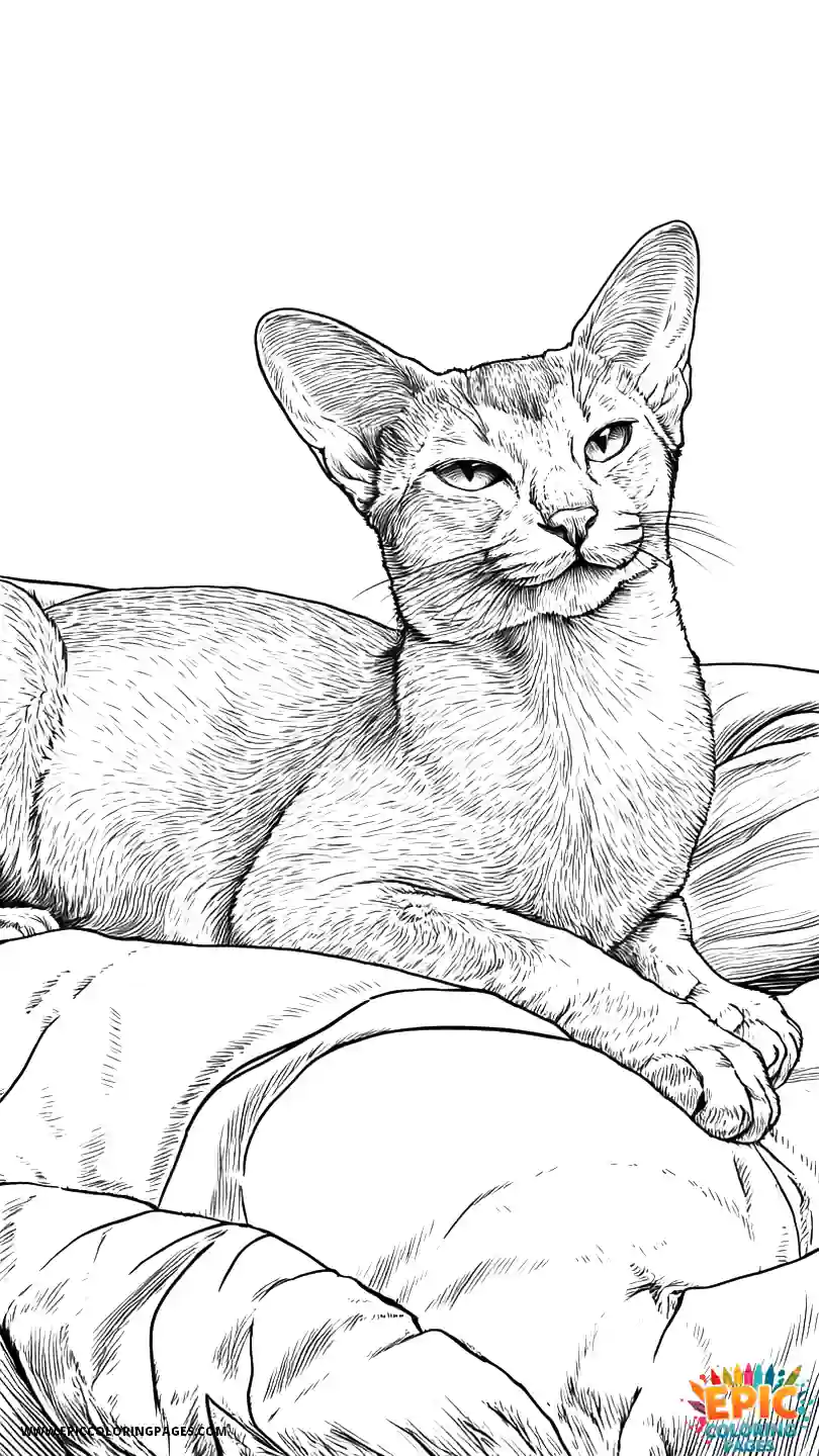 Abyssinian Cat Abyssinian cat realistic reclining on velvet pillow