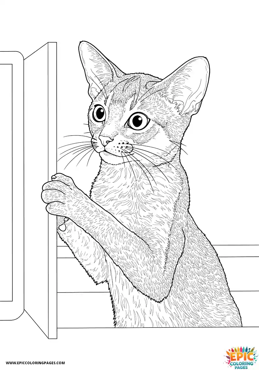 Abyssinian Cat Abyssinian cat realistic trying to open cabinet
