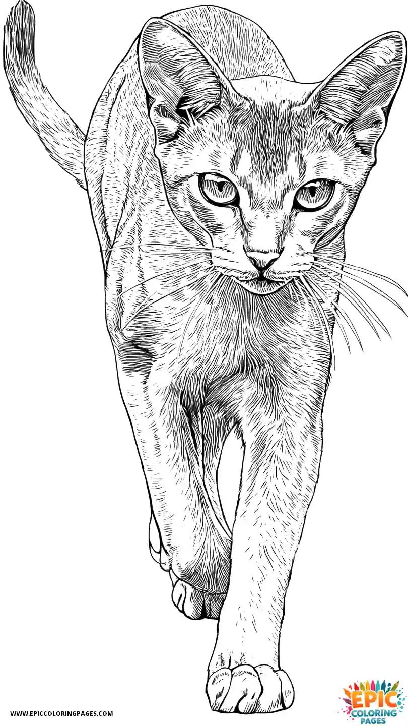 Abyssinian Cat Abyssinian cat realistic walking in mid stride