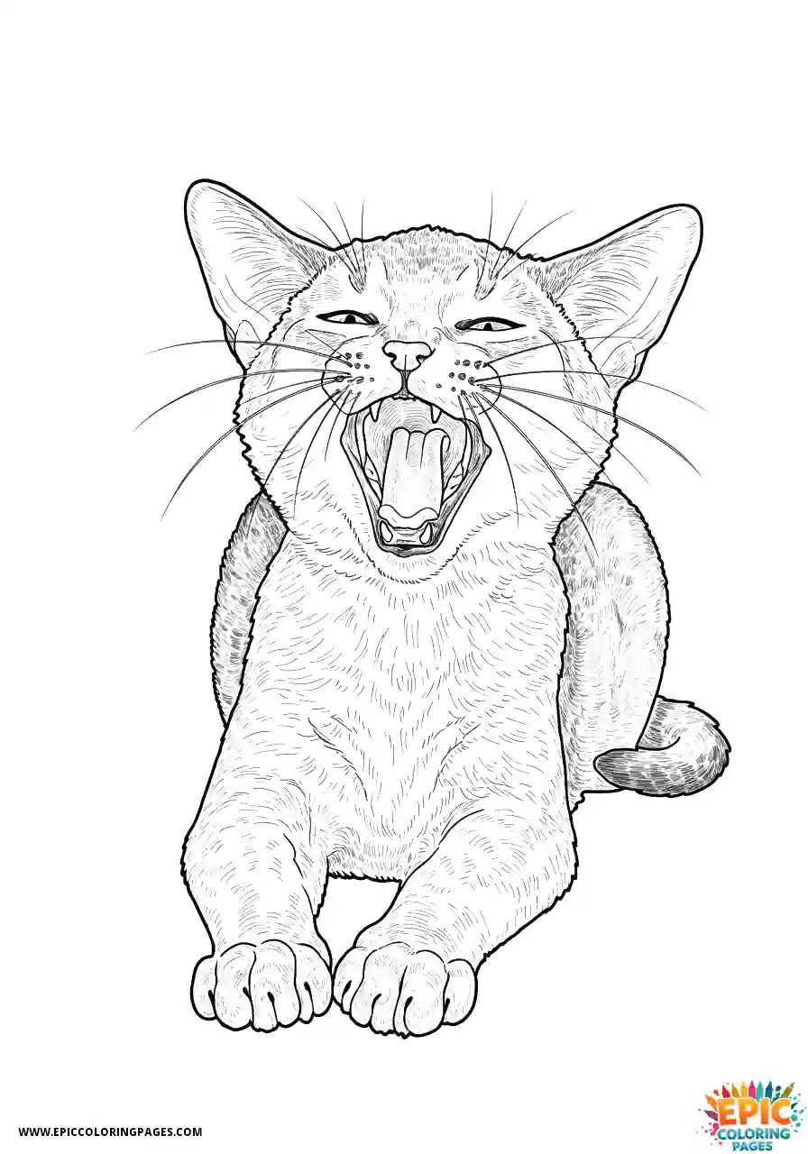 Abyssinian Cat Abyssinian cat realistic yawning widely during nap