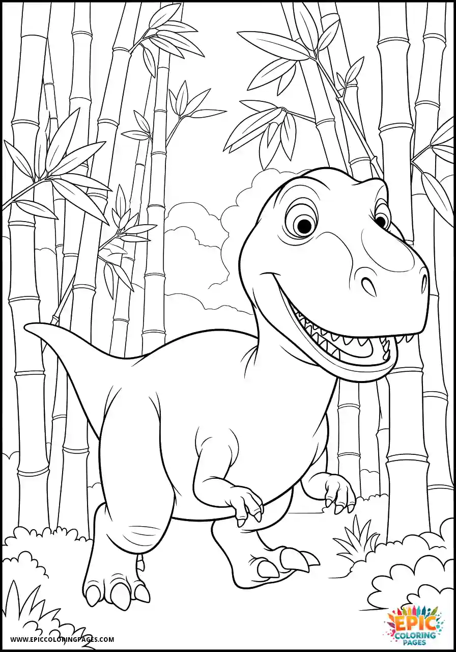 Allosaurus Allosaurus 3d animation style in bamboo forest