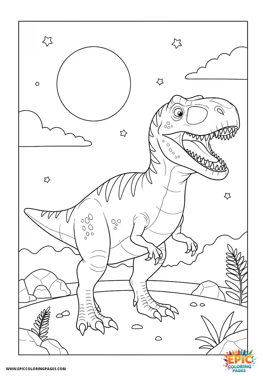 Allosaurus Allosaurus 3d animation style night sky view