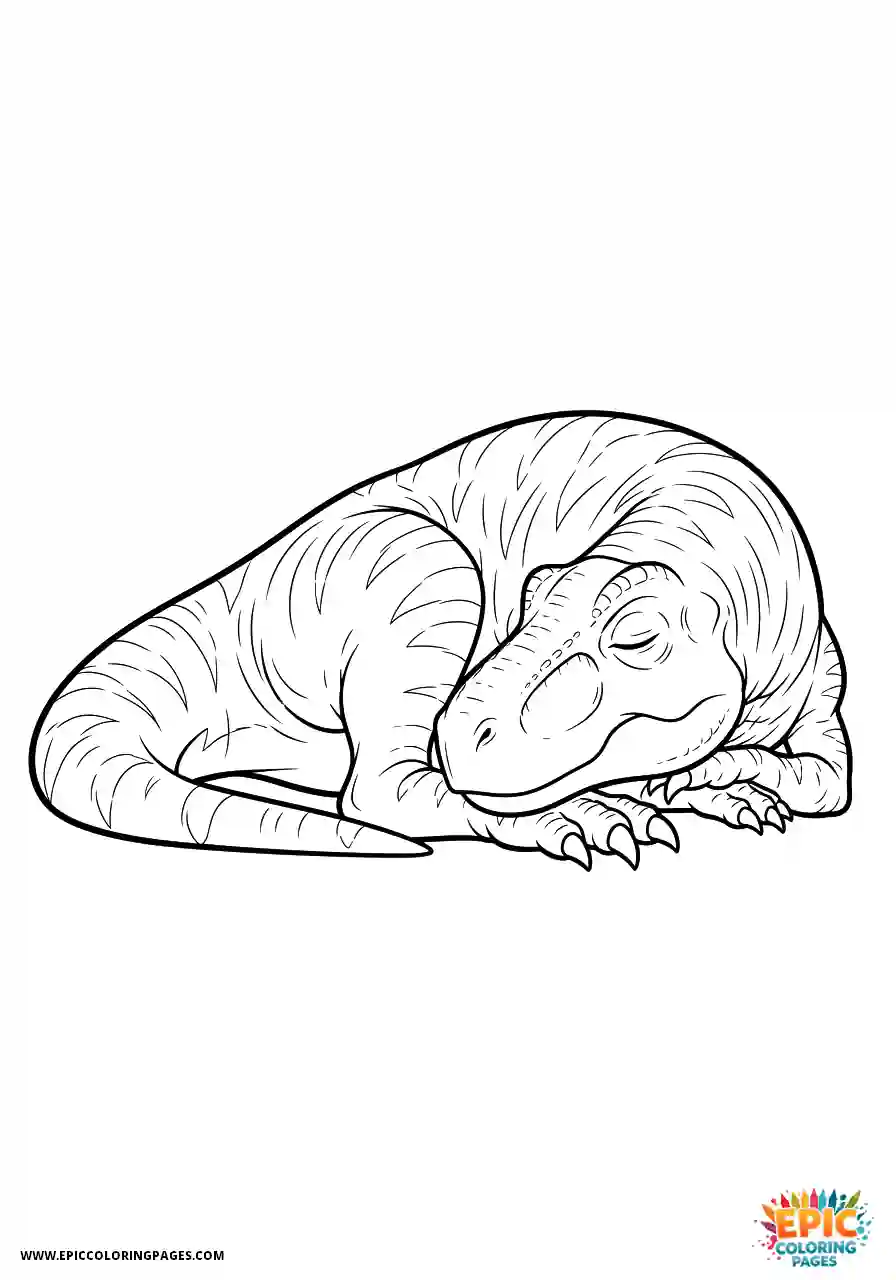 Allosaurus Allosaurus anime style sleeping peacefully