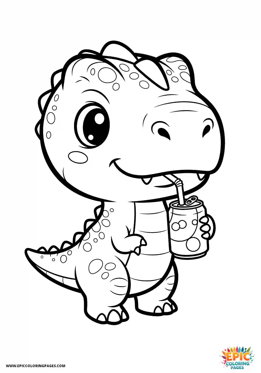 Allosaurus Allosaurus chibi style with soda drink