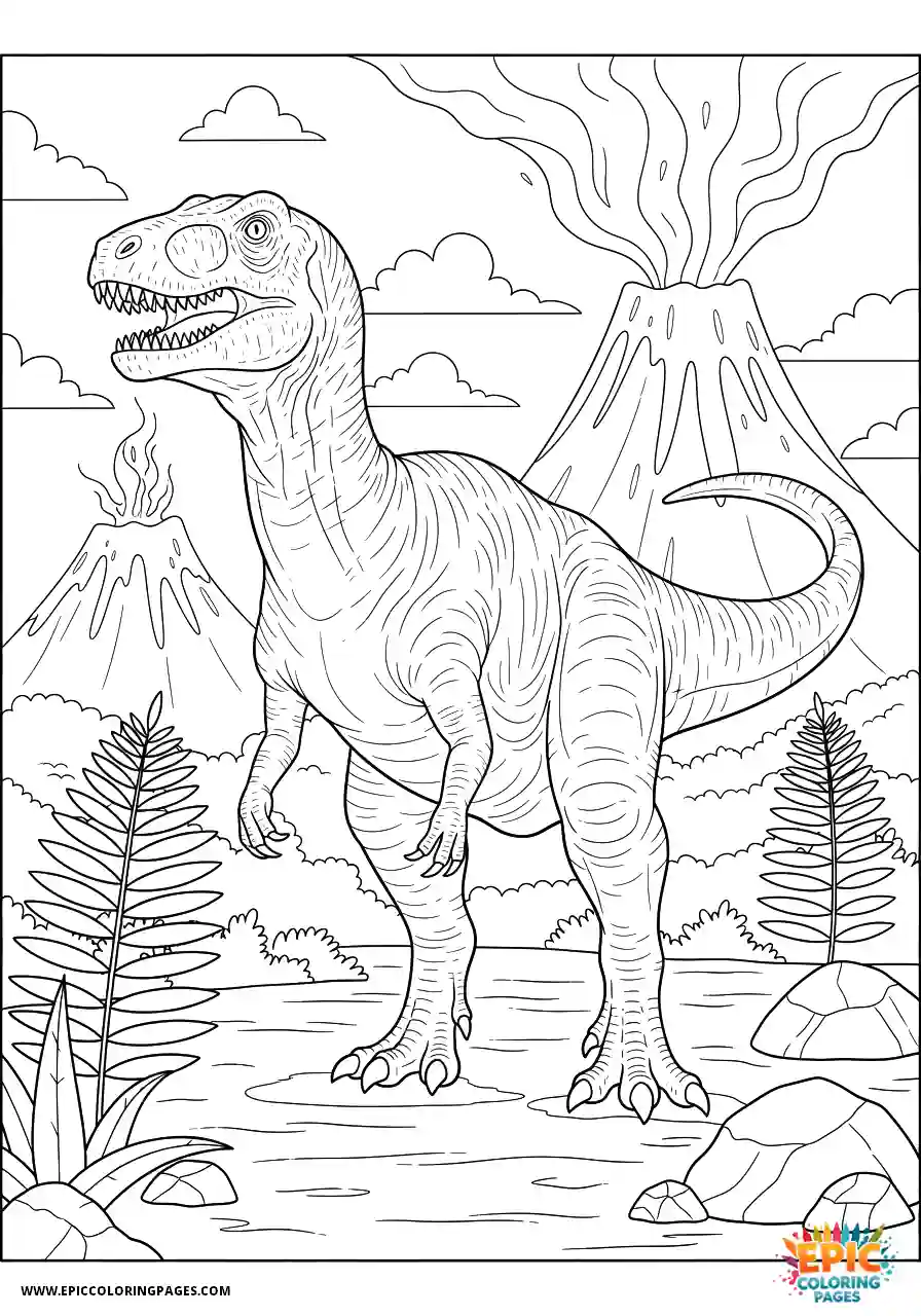 Allosaurus Allosaurus line art ancient landscape