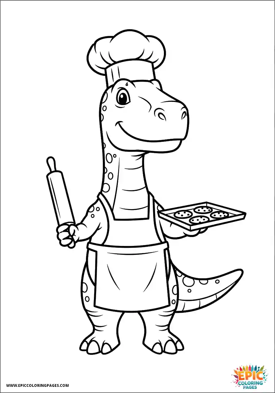 Allosaurus Allosaurus line art cooking hat