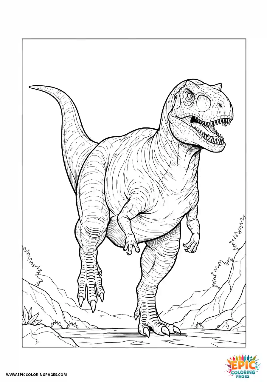 Allosaurus Allosaurus manga style taking a big step