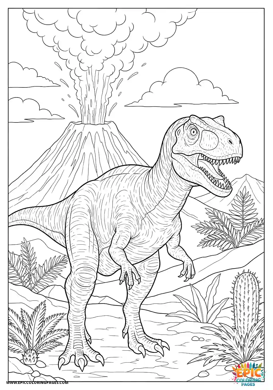Allosaurus Allosaurus realistic style lava scene