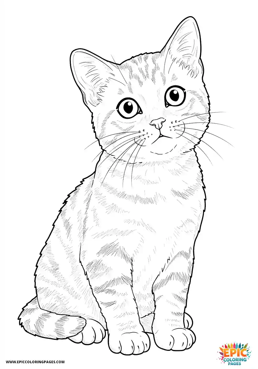 American shorthair cat head tilted listening curious in realistic style