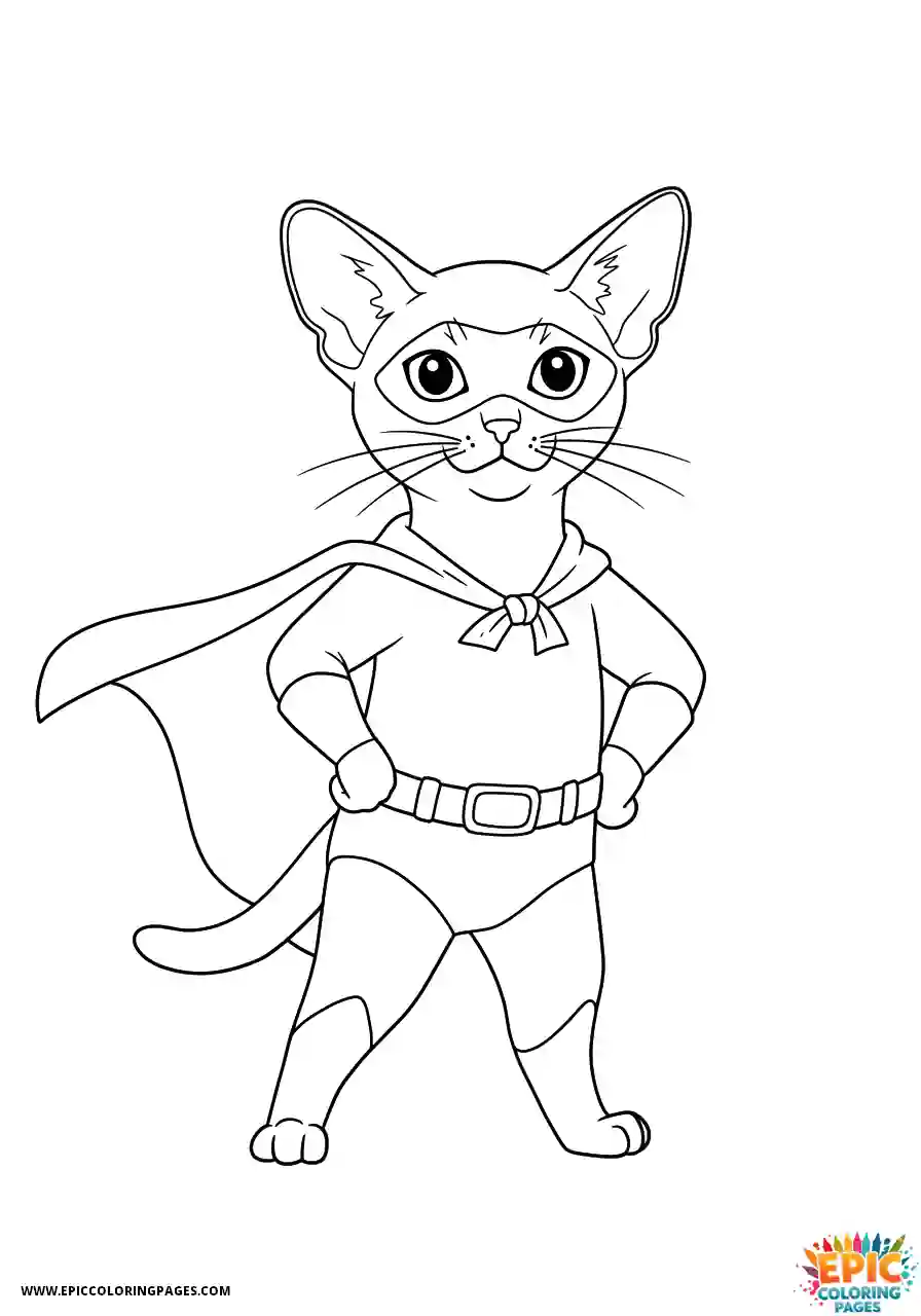 Abyssinian Cat Cute Abyssinian cat cartoon in heroic stance