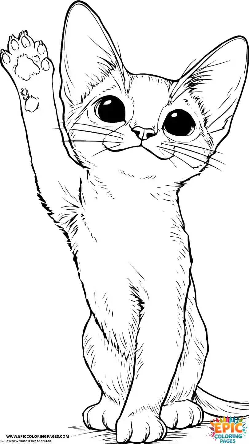 Abyssinian Cat Cute Abyssinian cat chibi making high five gesture