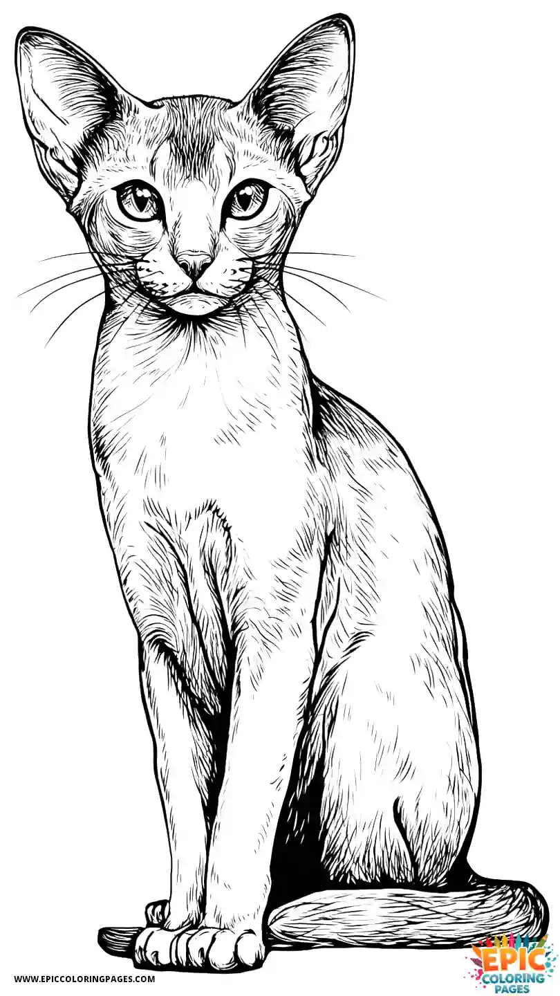 Abyssinian Cat Cute Abyssinian cat chibi sitting in garden