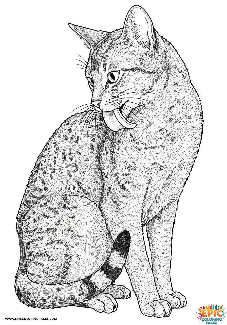 Abyssinian Cat Cute Abyssinian cat realistic grooming shimmering coat beautifully