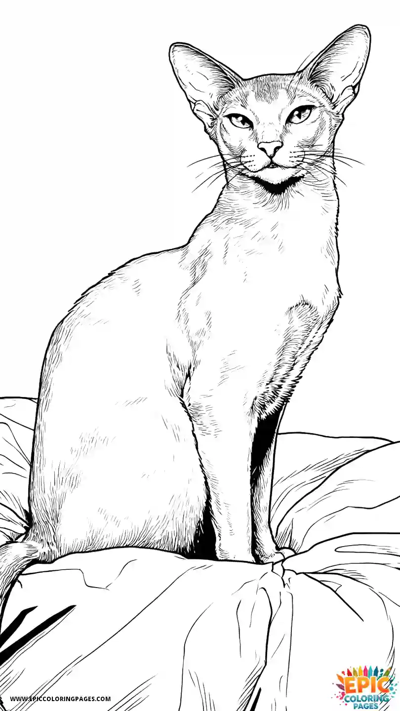 Abyssinian Cat Playful Abyssinian cat manga realistic sitting majestically