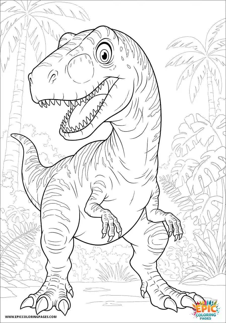 Allosaurus Simple allosaurus anime style smiling goofy