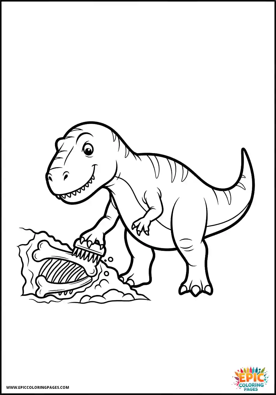 Allosaurus Simple allosaurus cartoon style finding a fossil