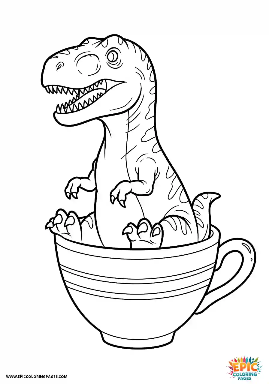 Allosaurus Simple allosaurus line art sitting in teacup