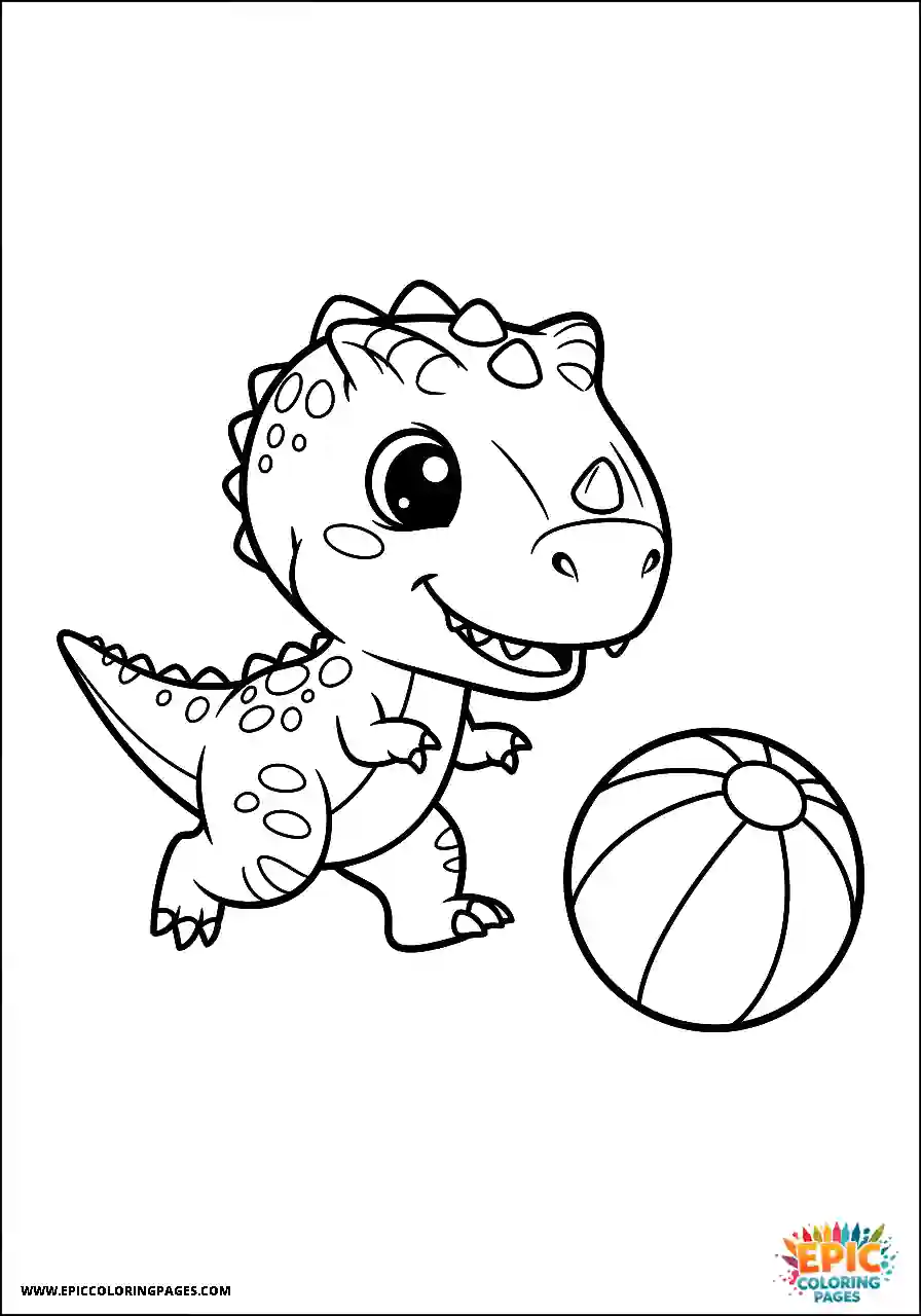 Active carnotaurus dinosaur kicking a ball around coloring sheet cute