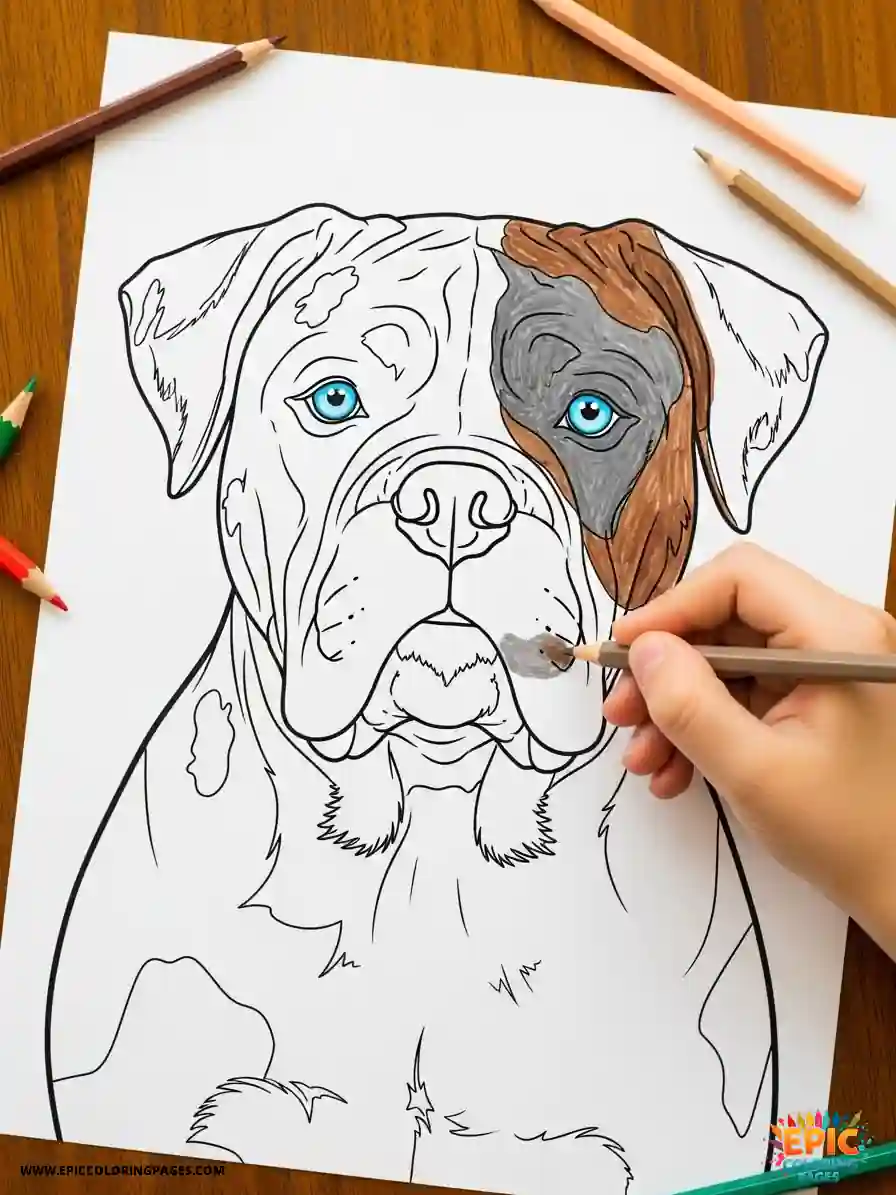 Alapaha Blue Blood Bulldog coloring Pages featuring a sturdy dog design with thick lines for easy coloring