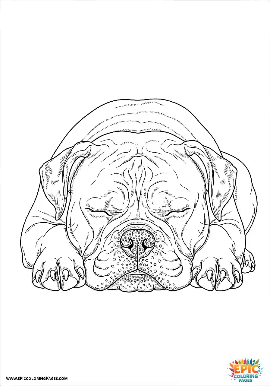 American Bulldog American bulldog in serene sleeping pose realistic style